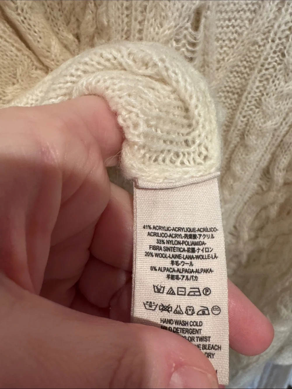 Free People EUC Cozy Cable Knit Cowl Neck Sweater - Cream